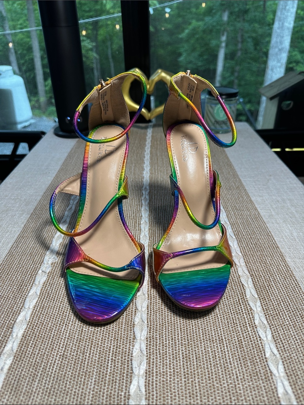 Rainbow Strappy High Heel Sandals - Multicolor Women